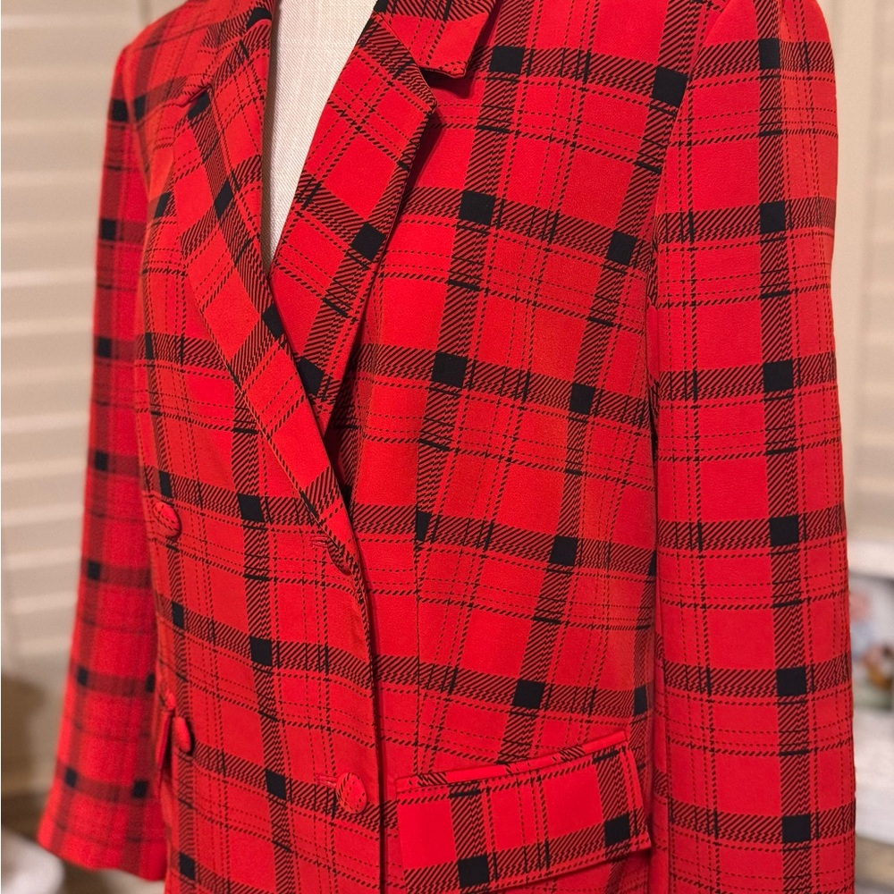 New York and Company Red Plaid Blazer - Picture 4 of 8